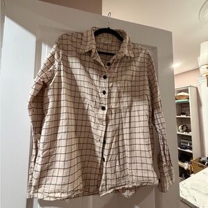 Tradlands Beige Windowpane Button-Down Shirt